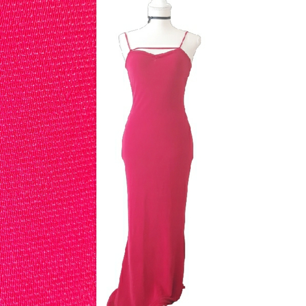 Vintage 1970's Red Maxi Bodycon Formal Dress Size Small